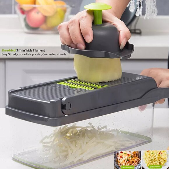 Multifunctional Vegetable Chopper, Mandoline Slicer Cutter Chopper 12 in 1 - Picture 7 of 10